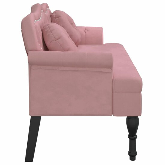 Bankje Met Kussens 120,5X65X75 Cm Fluweel Roze