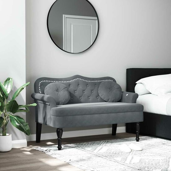 Bankje Met Kussens 120,5X65X75 Cm Fluweel Donkergrijs