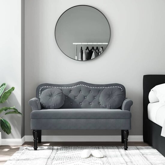Bankje Met Kussens 120,5X65X75 Cm Fluweel Donkergrijs