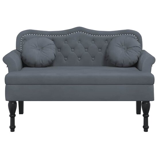 Bankje Met Kussens 120,5X65X75 Cm Fluweel Donkergrijs