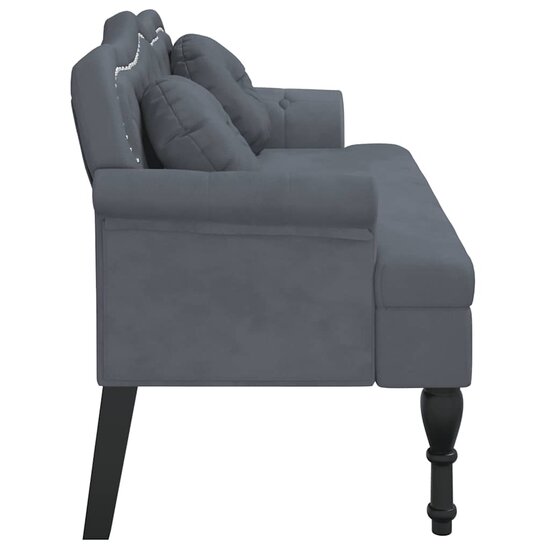 Bankje Met Kussens 120,5X65X75 Cm Fluweel Donkergrijs