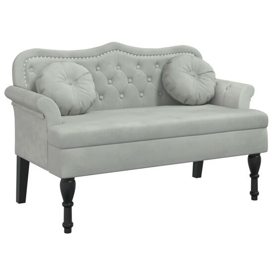 Bankje Met Kussens 120,5X65X75 Cm Fluweel Lichtgrijs
