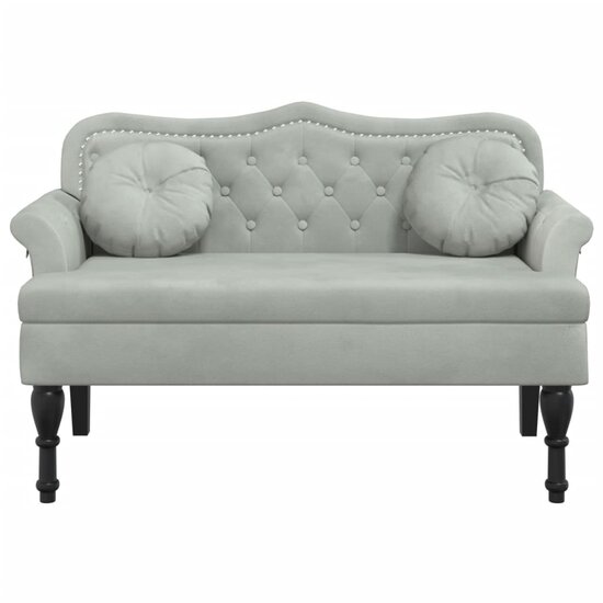 Bankje Met Kussens 120,5X65X75 Cm Fluweel Lichtgrijs