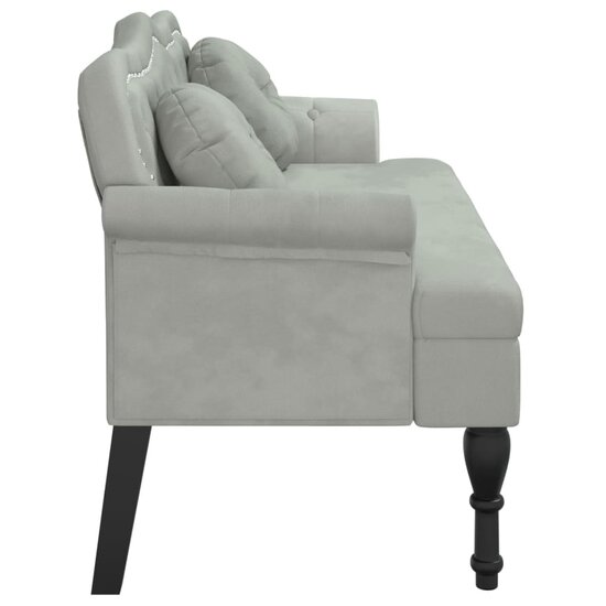 Bankje Met Kussens 120,5X65X75 Cm Fluweel Lichtgrijs