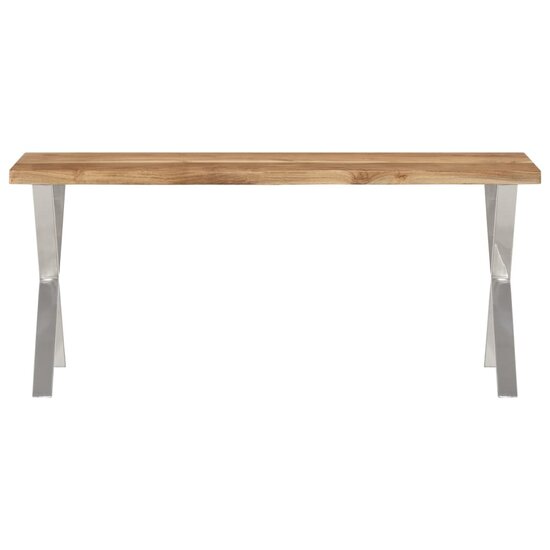 Bankje Met Natuurlijke Rand 105 Cm Zilver Massief acaciahout