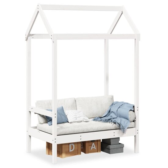 Bank Met Dak 117,5X70X176,5 Cm Massief Grenenhout Wit