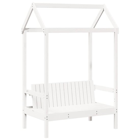 Bank Met Dak 117,5X70X176,5 Cm Massief Grenenhout Wit
