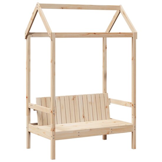 Bank Met Dak 117,5X70X176,5 Cm Massief Grenenhout Naturel