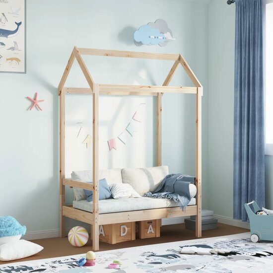 Bank Met Dak 117,5X70X176,5 Cm Massief Grenenhout Naturel