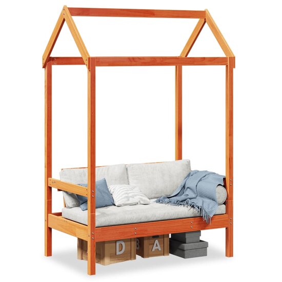 Bank Met Dak 117,5X70X176,5 Cm Massief Grenenhout Wasbruin