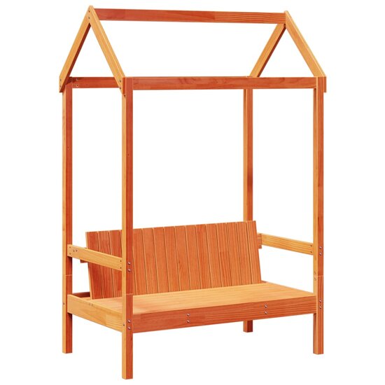 Bank Met Dak 117,5X70X176,5 Cm Massief Grenenhout Wasbruin