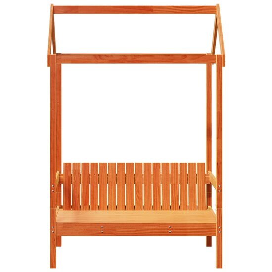 Bank Met Dak 117,5X70X176,5 Cm Massief Grenenhout Wasbruin