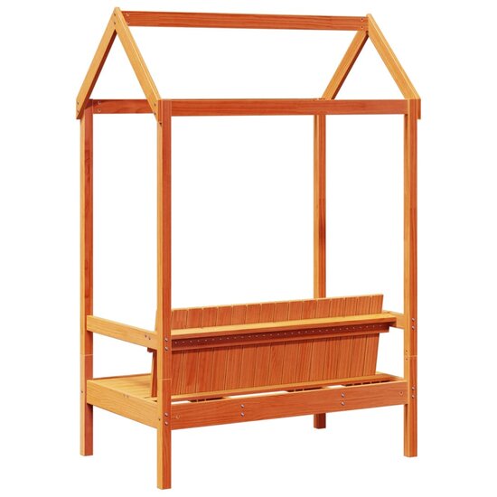 Bank Met Dak 117,5X70X176,5 Cm Massief Grenenhout Wasbruin