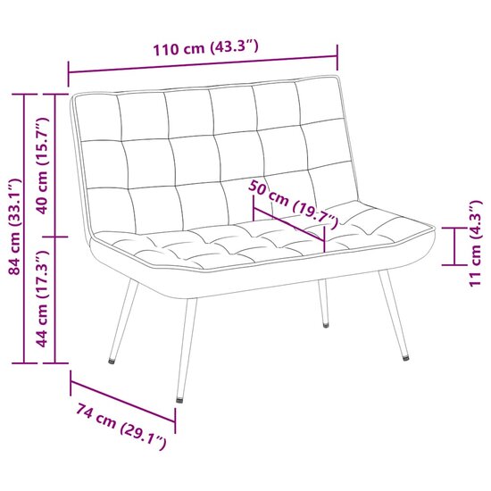 Bankje 110X74X84 Cm Fluweel Lichtgrijs