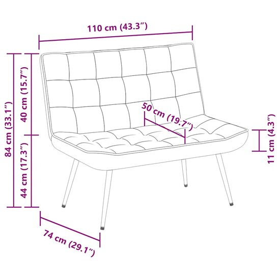 Bankje 110X74X84 Cm Fluweel Donkergrijs
