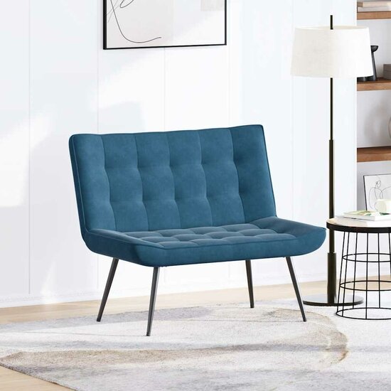 Bankje 110X74X84 Cm Fluweel Blauw