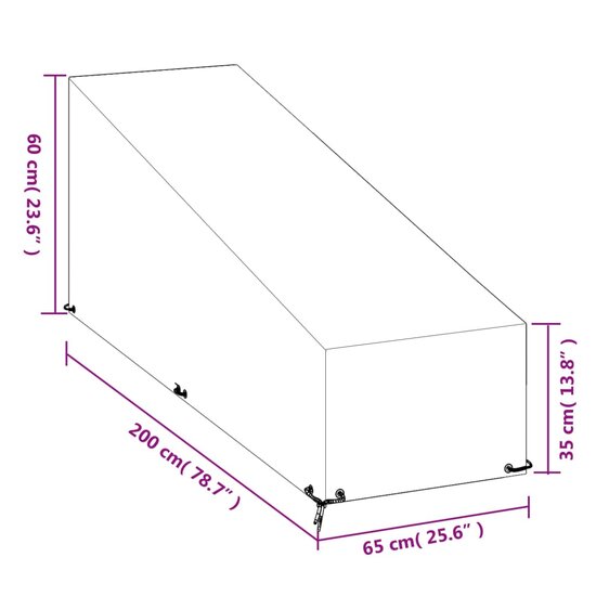 Ligbedhoezen Met 12 Oogjes Polyetheen 200 x 65 x 35/60 cm