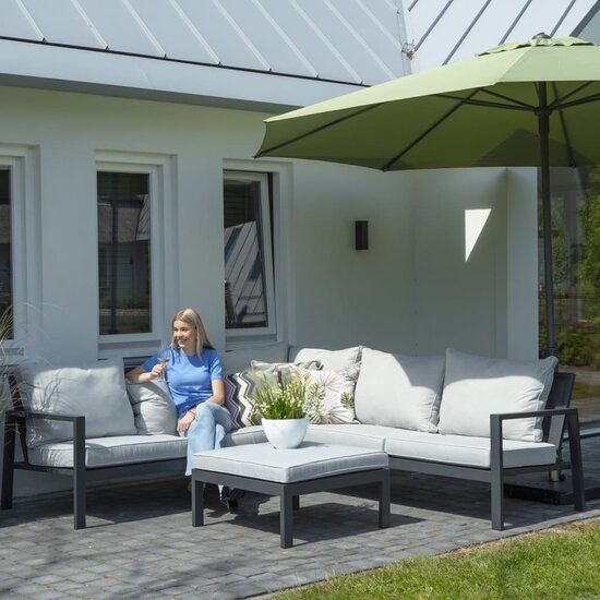 Loungesethoes links 320x255x70 cm grijs