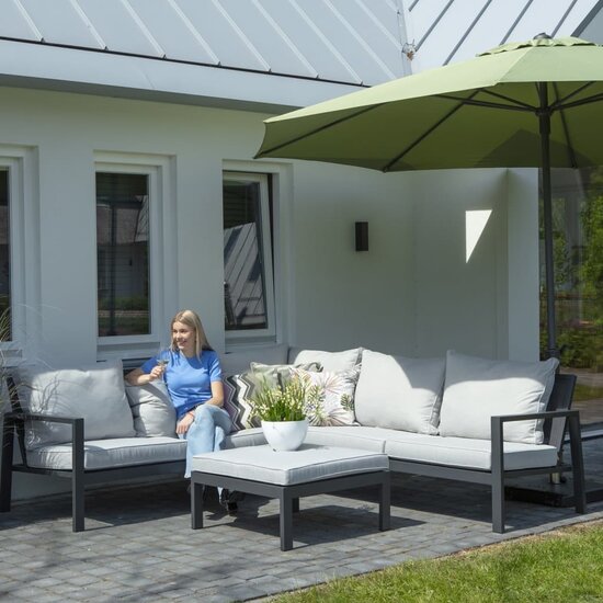 Loungesethoes rechts 270x210x90 cm grijs