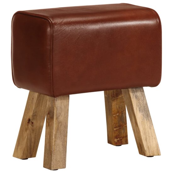 Bankje Turnbok Echt Leer En Massief Mangohout 38 cm Bruin