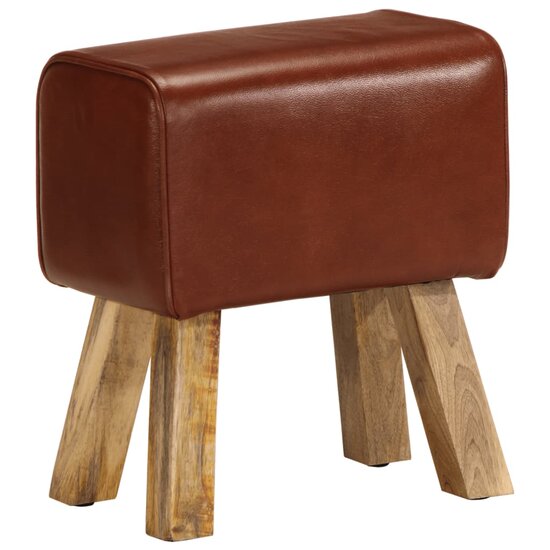 Bankje Turnbok Echt Leer En Massief Mangohout 38 cm Bruin