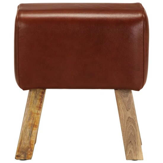 Bankje Turnbok Echt Leer En Massief Mangohout 38 cm Bruin
