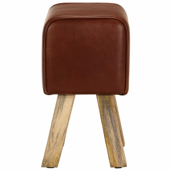 Bankje Turnbok Echt Leer En Massief Mangohout 38 cm Bruin