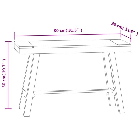 Bankje 80 cm massief teakhout