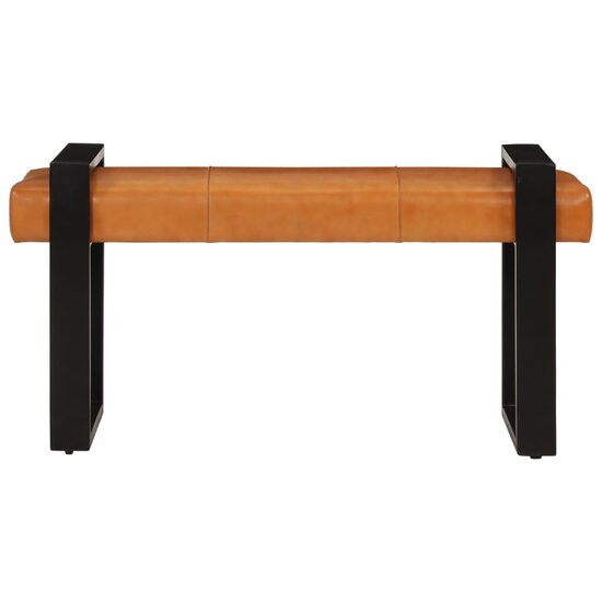 Bankje 110 Cm Echt Geitenleer Zwart En Bruin