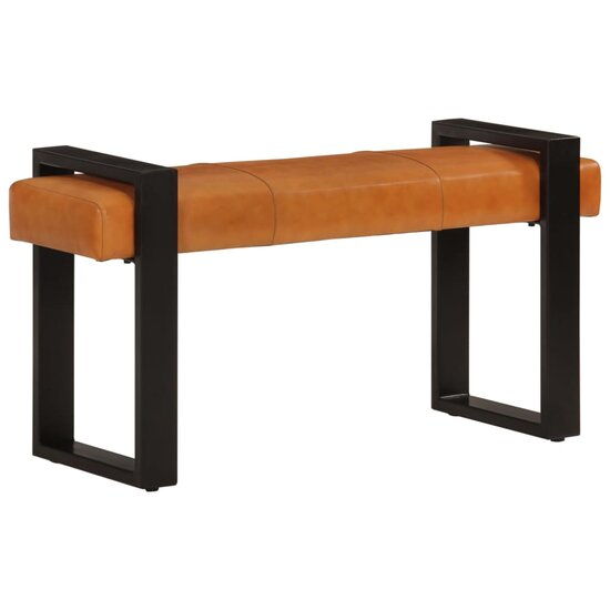 Bankje 110 Cm Echt Geitenleer Zwart En Bruin
