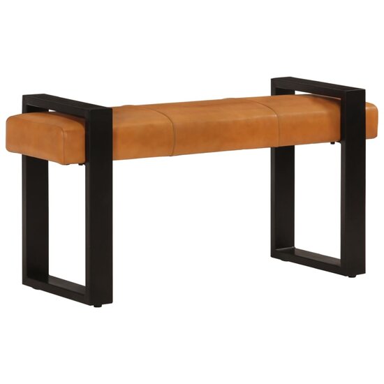 Bankje 110 Cm Echt Geitenleer Zwart En Bruin