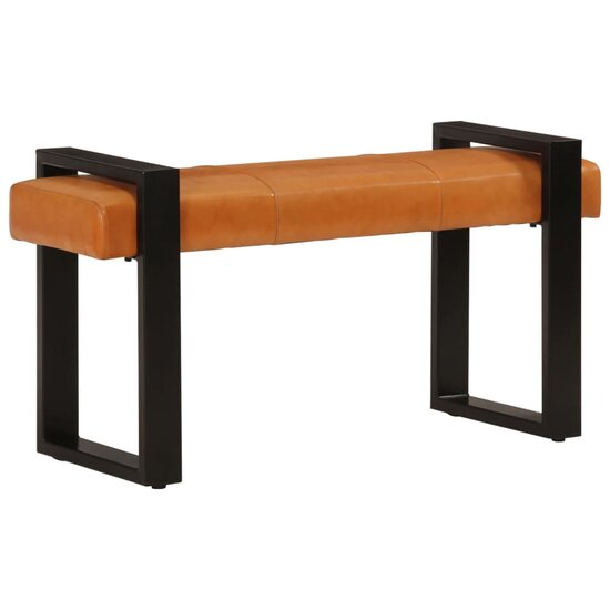 Bankje 110 Cm Echt Geitenleer Zwart En Bruin