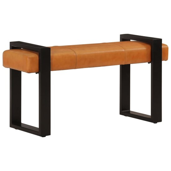 Bankje 110 Cm Echt Geitenleer Zwart En Bruin