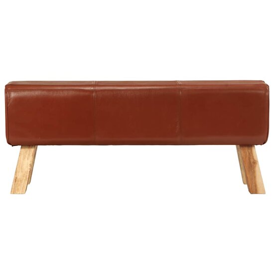 Bokbank Echt Leer En Massief Mangohout Bruin 110 cm Donkerbruin