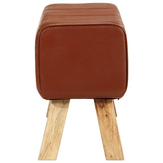 Bokbank Echt Leer En Massief Mangohout Bruin 110 cm Donkerbruin
