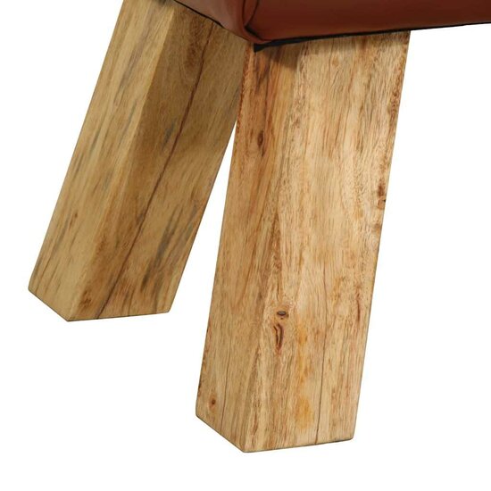 Bokbank Echt Leer En Massief Mangohout Bruin 110 cm Donkerbruin