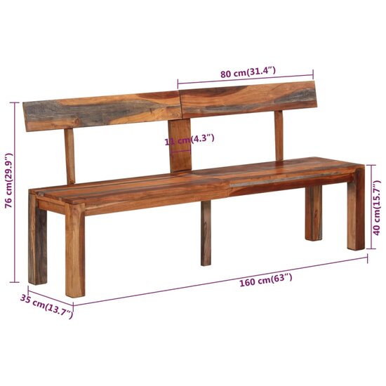 Bankje Met Rugleuning 160 Cm Massief Acaciahout Grijs