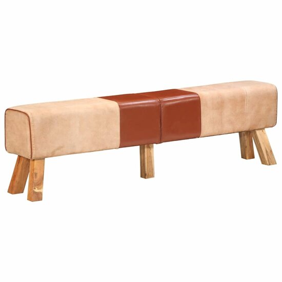Gymbok Echt Leer En Canvas Bruin 160 cm Lichtbruin