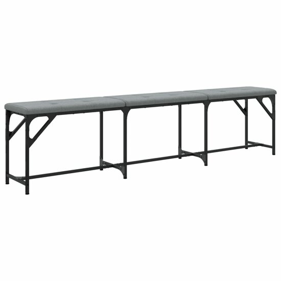 Eetkamerbank Staal En Stof 186 x 32 x 45 cm Lichtgrijs