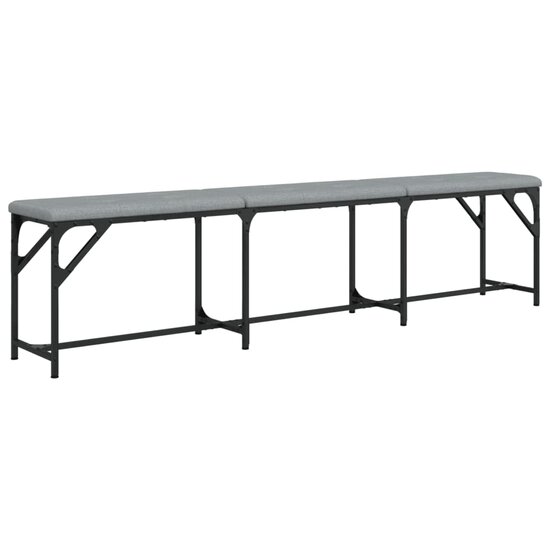 Eetkamerbank Staal En Stof 186 x 32 x 45 cm Lichtgrijs