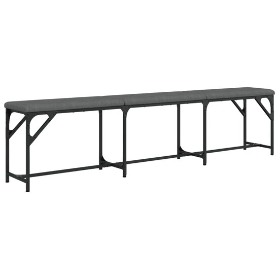 Eetkamerbank Staal En Stof 186 x 32 x 45 cm Donkergrijs