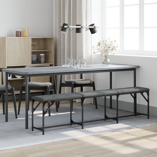 Eetkamerbank Staal En Stof 186 x 32 x 45 cm Donkergrijs