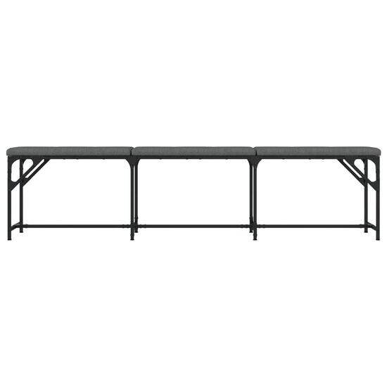 Eetkamerbank Staal En Stof 186 x 32 x 45 cm Donkergrijs