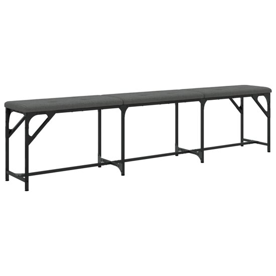 Eetkamerbank Staal En Stof 186 x 32 x 45 cm Donkergrijs