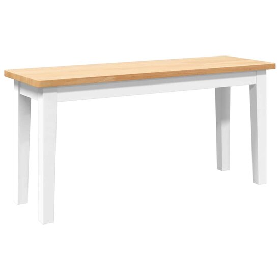 Bank 90 Cm Massief Hout Rubber Naturel en wit