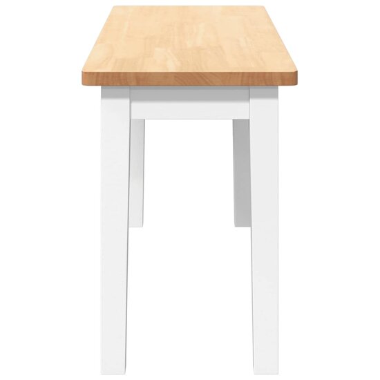 Bank 90 Cm Massief Hout Rubber Naturel en wit