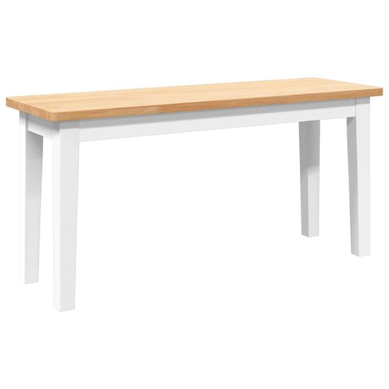 Bank 90 Cm Massief Hout Rubber Naturel en wit