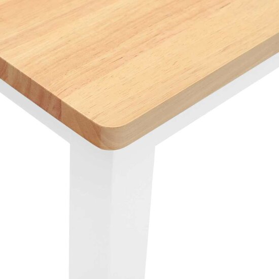 Bank 90 Cm Massief Hout Rubber Naturel en wit