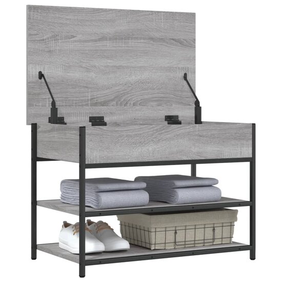 Schoenenbankje 70X42,5X50 Cm Bewerkt Hout Eiken 70 x 42.5 x 50 cm Grijs sonoma