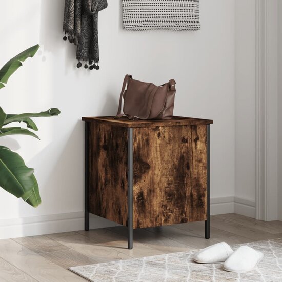 Opbergbankje 40X42,5X50 Cm Bewerkt Hout Kleurig 40 x 42.5 x 50 cm Gerookt eiken